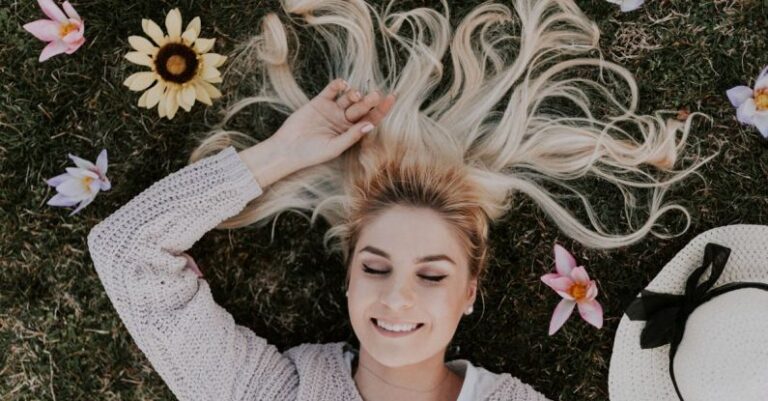 Dreaming - Woman Lying on Flowers